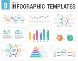 9 info graphic templates set colors timeline bar and line