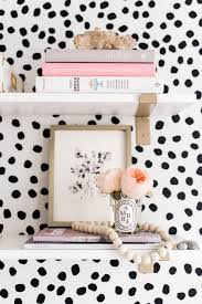 Black And White Polka Dot Wallpaper In Room Irregular Dot Decals Featured On The Glitter Guide Decor Spotted Wallpaper Black And White Office