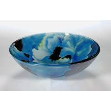 blue tempered glass sink bowl