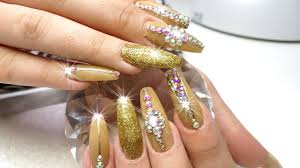 Odorless acrylic monomer nail liquid. Acrylic Nails Super Long Gold Nail Design Youtube