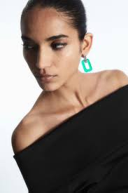 Cos Glass Rectangle Drop Earrings