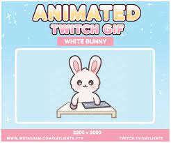 Kawaii Animated White Cream Bunny Rabbit Kitty GIF Twitch - Etsy Israel