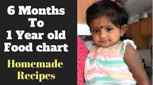 Food Chart For 6 Months Baby To 1 Year Old Homemade Indian