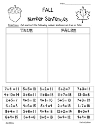 Fall True Or False Number Sentences Sorting True Or False Equalities Practice Math Centers Basic Subtraction Addition And Subtraction