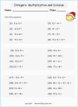 Includes counting, comparing, & operations with positive & negative numbers. Math Worksheets With Integers And Negative Numbers For Primary Students