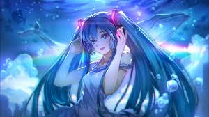 Anime 2560x1440 Anime Anime Girls Hatsune Miku Cheveux Bleus Yeux Bleus Souriant Sous L Eau Hatsune Miku Hatsune Vocaloid