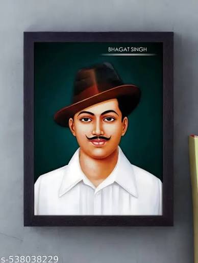 Bhagat Singh – Iconic Indian Freedom Fighter Wall Art A4 Size 14X10 ( 1 inch Black Frame)