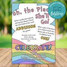 We purchased a wooden frame from michaels craft store and had each child decorate their wooden frame with stickers. Printable Oh The Places You Ll Go Birthday Invite Wording Diy Bobotemp