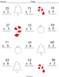 christmas multiplication practice 2 digit by 1 digit math worksheet twisty noodle