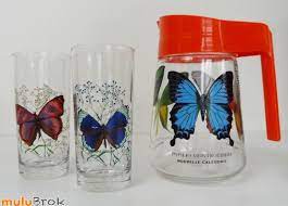 service orangeade vintage pichet et verres decores papillons du monde vaisselle coloriage iron man guerre civile