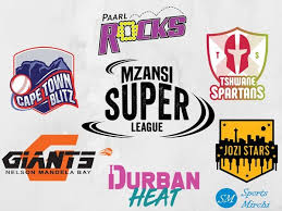 Competizione di rugby a 13 per club (it); Mzansi Super League 6 Teams Logo Sports Mirchi