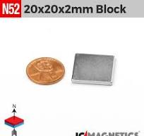 20mm x 20mm x 2mm N52 neodymium square magnet blocks 25/32in ...