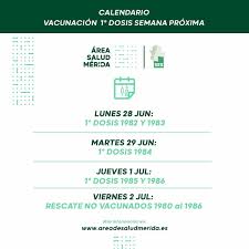 6 de septiembre de 2021. El Area De Salud De Merida Inicia El Proximo Lunes La Vacunacion Contra La Covid Del Tramo De Edad De 39 A 30 Anos