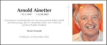Traueranzeige von Arnold Ainetter vom 03.10.2021