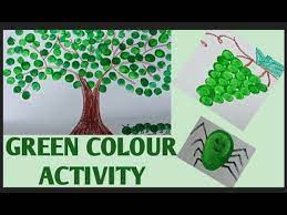 Color wheel activities for kids. Green Colour Activity For Kids Thumb Printing Painting Sheela Dey Colour Green Kids Youtube
