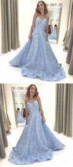 A Line Spaghetti Straps Floor Length Light Blue Satin Floral Prom Dress Modest Light Blue Floral Long Prom Backless Evening Dress Straps Prom Dresses Dresses
