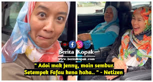 Adoi mak Jenny, main sembur. Setempek Fafau kena, haha.. ”