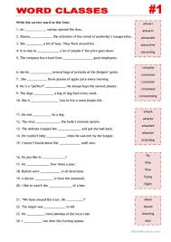 Word Classes 1 English Conversation Learning English Grammar Worksheets English Teaching Materials