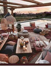 Pin By Skye Cherry Interiors On Dko Boho Patio Boho Outdoor Space Boho Outdoor