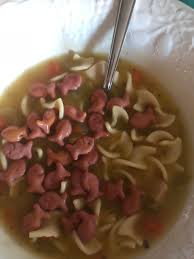 Each serving provides 134kcal, 10g protein, 21g carbohydrate (of which 0g sugars), 1.5g fat (of which 0.3g saturates), 0.4g fibre and 1g salt. All I Wanted To Make Me Feel Better Was Homemade Chicken Noodle Soup With Saltines All I Had Was Canned Chicken Soup And Pink Goldfish Shittyfoodporn
