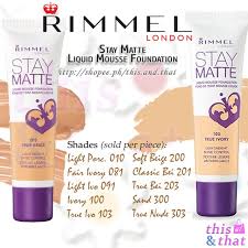 Rimmel stay matte foundation, true beige: Clearance Rimmel Stay Matte Liquid Mousse Foundation Shopee Philippines