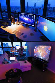 A Redditor Uses 4 X Philips Hue Wireless Light Bulbs Which Allow Them To Control The Ambient Color Of The Room In 2020 Video Game Rooms Game Room Design Computer Room