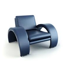 Dark Blue Leather Armchair With Aluminium Base 3d Model Obj