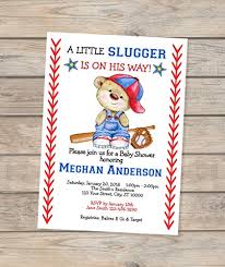 Other pictures show the full. Amazon Com Little Slugger Baby Shower Invitation Baseball Teddy Bear Baby Shower Invitation Sports Teddy Bear Invitation Handmade