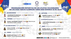 Colombia en los juegos olímpicos de tokio, en vivo hoy: Juegos Olimpicos Programacion De Colombianos 24 Y 25 De Julio Antena 2