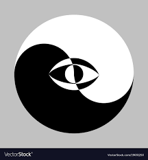 Yin yang symbol and eye Royalty Free Vector Image