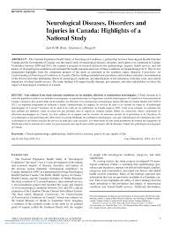 Pdf Neurological Diseases Disorders And Injuries In Canada Highlights Of A National Study