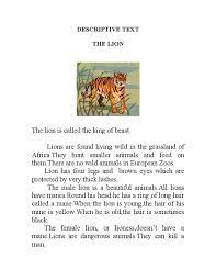 Descriptive text about animals rabbit. Descriptive Text Lion Organisms