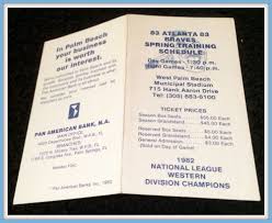 1983 Atlanta Braves Pan American Bank Spring Training Baseball Pocket Schedule Pocket Atlantabraves Schedule Spring Training Baseball Atlanta Braves Braves