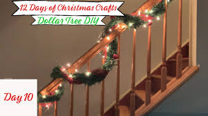 Christmas decorations for staircase diy. Dollar Tree Diy Staircase Garland Youtube