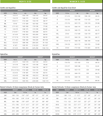 Size Chart Aqua Lung Wetsuits Seal Sports Of Louisiana