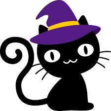 ハロウィンのイラスト】帽子をかぶった可愛い黒猫 | 無料フリーイラスト素材集【Frame illust】