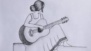 ► used things ▬▬▬▬▬▬▬ 1. Recreation Mukta Easy Drawing A Girl With Guiter Pencil Sketch Youtube