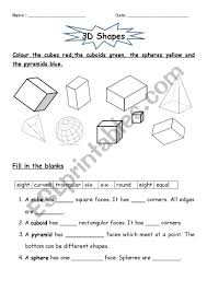 2d and 3d shapes grade 2. 3d Shapes Esl Worksheet By Jcar0045