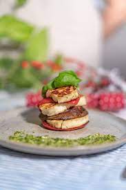 Vegetable Halloumi Stack Recipe Halloumi Vegan Halloumi Cooking Halloumi