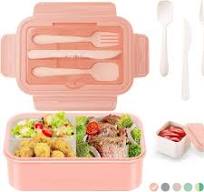 LUZOON Bento Lunch Box,1400ml Bento Box con 3 Scomparti e Posate per  Adulti, Porta Pranzo con Posate e Scatola Per Salse,Senza BPA,Sicuri per ...