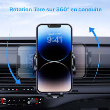 Support téléphone voiture grille aération crochet métallique