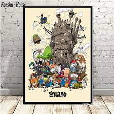 Painting of white house in the middle of sea illustration, anime. Top 10 Largest Studio Ghibli Poster Ideas And Get Free Shipping A176
