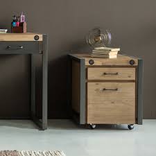 Meuble Bas Caisson De Bureau A Roulettes Inspiration Indus En Acacia Et Metal 2 Tiroirs 51x60x60cm Brooklyn Caisson Bureau Meuble Rangement Bureau Meuble Bas