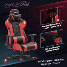 Devoko ergonomic racing style gaming computer chair with removable headrest pillow, supportive lumbar pillow and adjustable armrest can help to relieve tired feeling and protect your neck and spinal for long time gaming or working. Devoko Ergonomic Gaming Chair Racing Style Adjustable Height And Lumbar Support