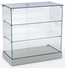 36 Retail Sales Counter W Rear Swing Open Doors Frameless Design Wheels Silver Retail Sales Counter Glass Cabinets Display Silver Cabinets