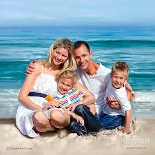 painting of a family rejoicing on beach digital art by oilpixel painting of a family rejoicing on beach by oilpixel