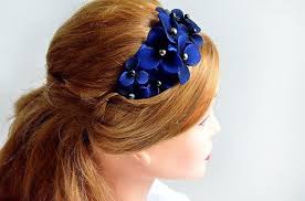 Navy Blue Headband Bridesmaid Headband Headband Fascinator Wedding Headpiece Flower Hair Band By Flower Headpiece Wedding Bridesmaid Headband Flower Hair Band