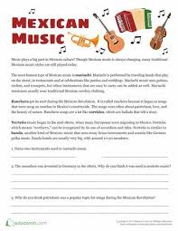 Mexican Music Facts Worksheet Education Com Elementary Music Lessons Music Lessons For Kids Teaching Music