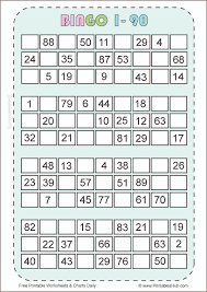 I printed mine off on card stock paper just to make them more durable but obviously you don't have to. Free Printable Bingo Cards 1 90 Pdf Printables Hub