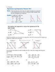 Congruency triangles definition la ll theorems video lesson transcript hypotenuse leg theorem worksheet. Hltheorem1 H L Theorem Hypotenuse Leg Leg Hypotenuse Leg Leg Determine Whether You Can Use The Hl Congruence Theorem To Show That The Triangles Course Hero